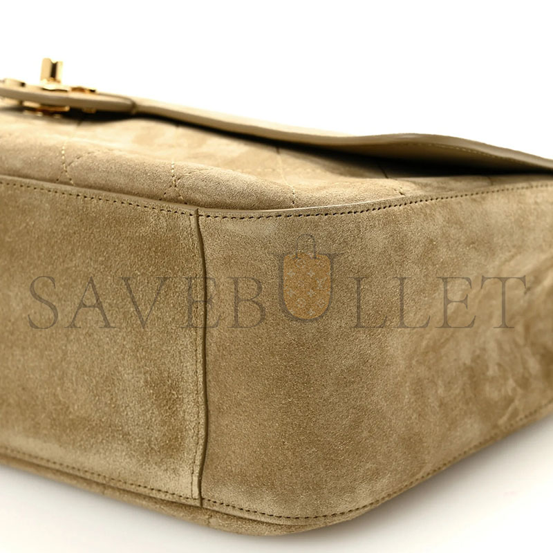 CHANEL MASTER SUEDE CALFSKIN SOUPLISSIMO MAXI FLAP DARK BEIGE (33*18*10cm)
